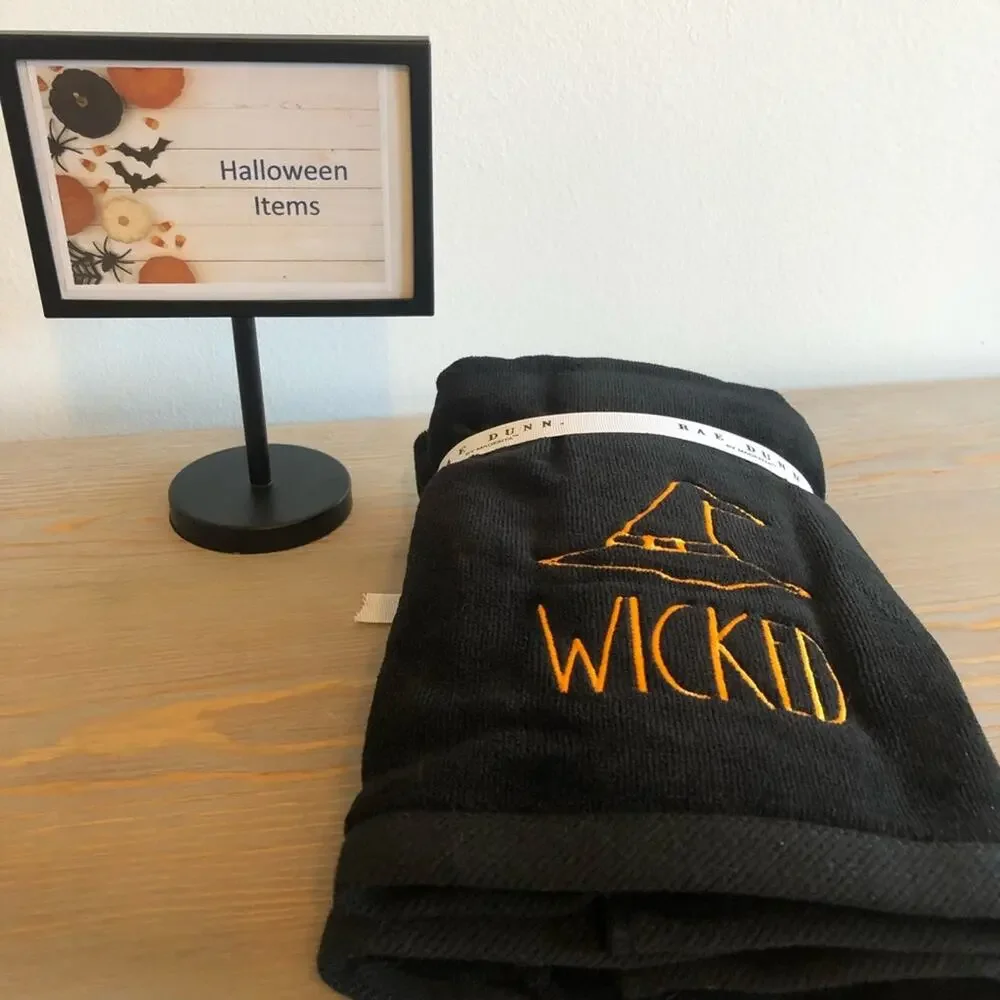 Rae Dunn Halloween Themed Wicked Black Hand Towels - Set of Two - NWT